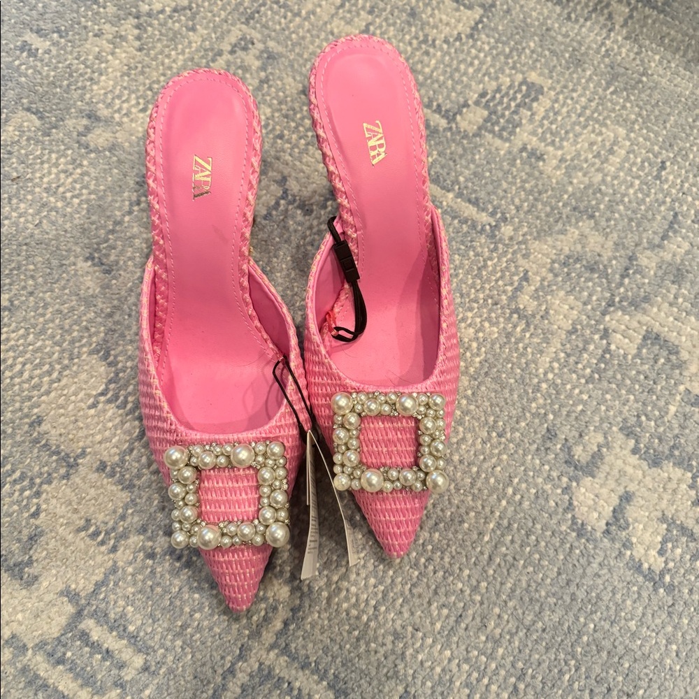 NWT Zara pink pearl high heeled shoes size 39 (8)